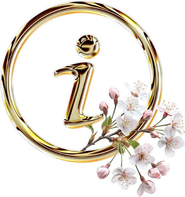 Information icon with cherry blossoms