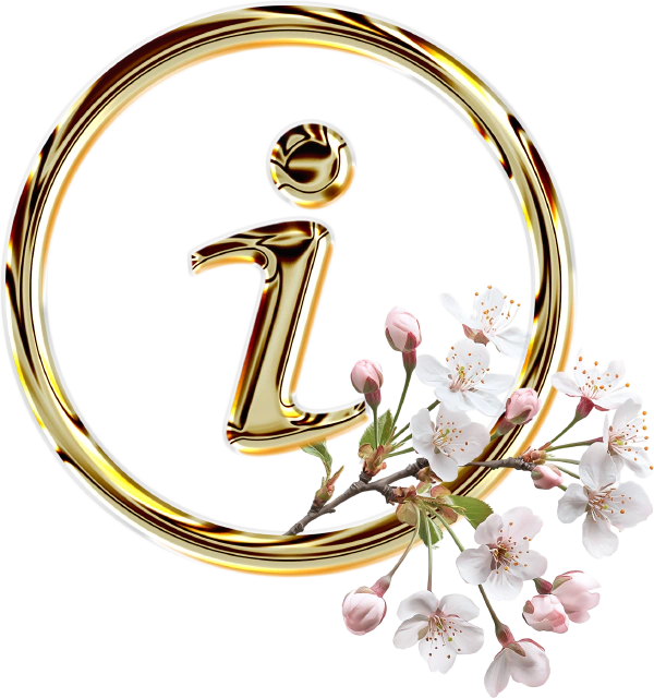 Information icon with cherry blossoms