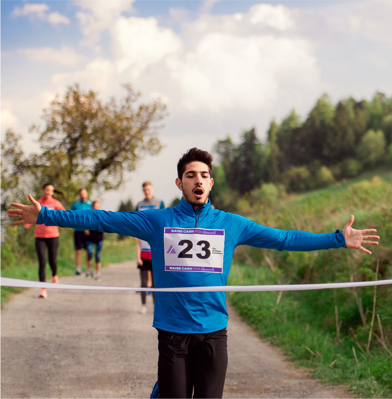 Runner crossing finish line