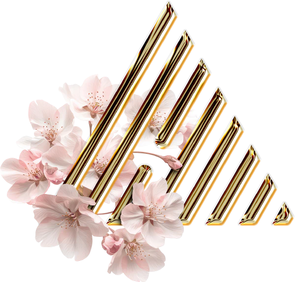 The Aesthetic MEET floral emblem with cherry blossoms