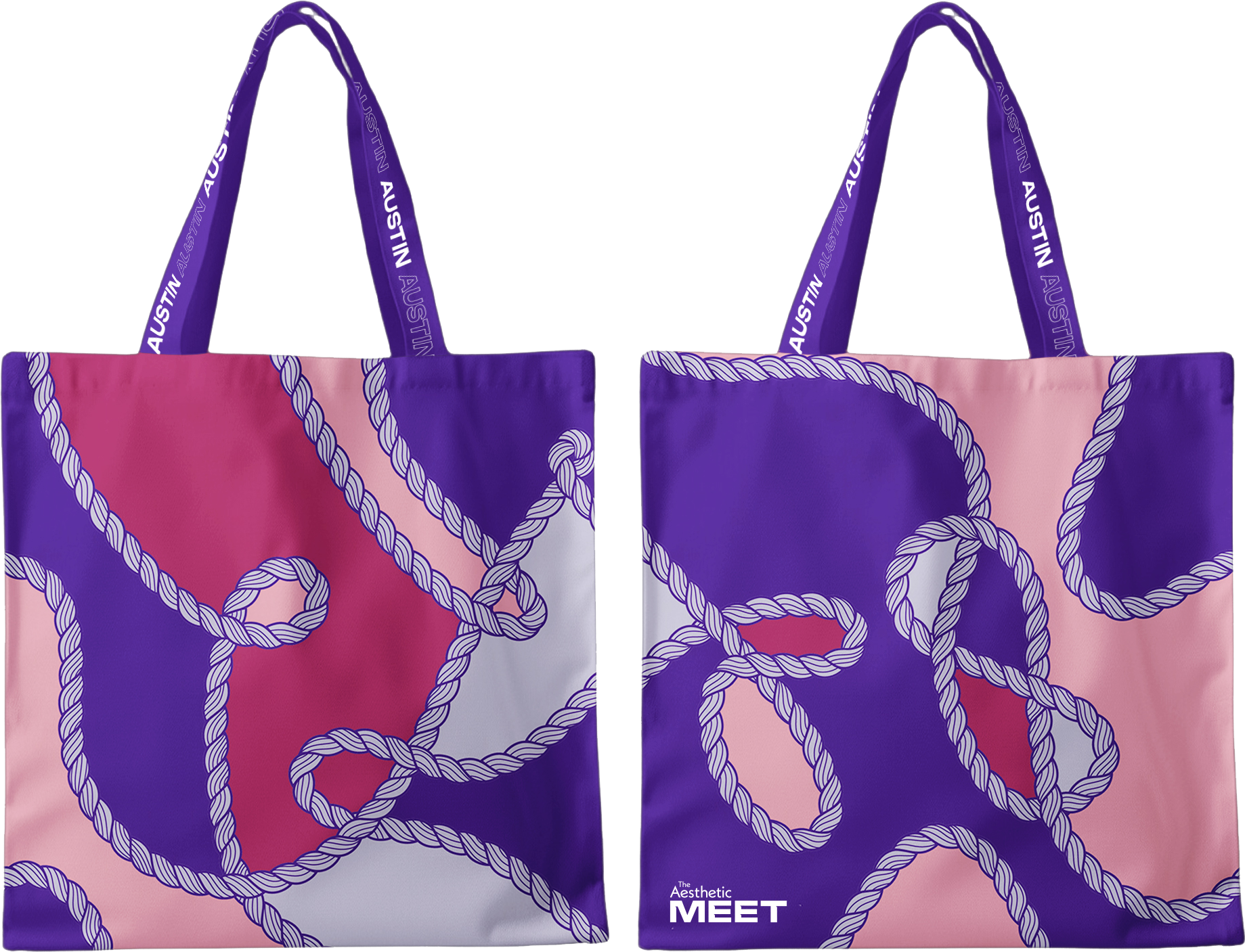 Purple and pink rope pattern tote bag